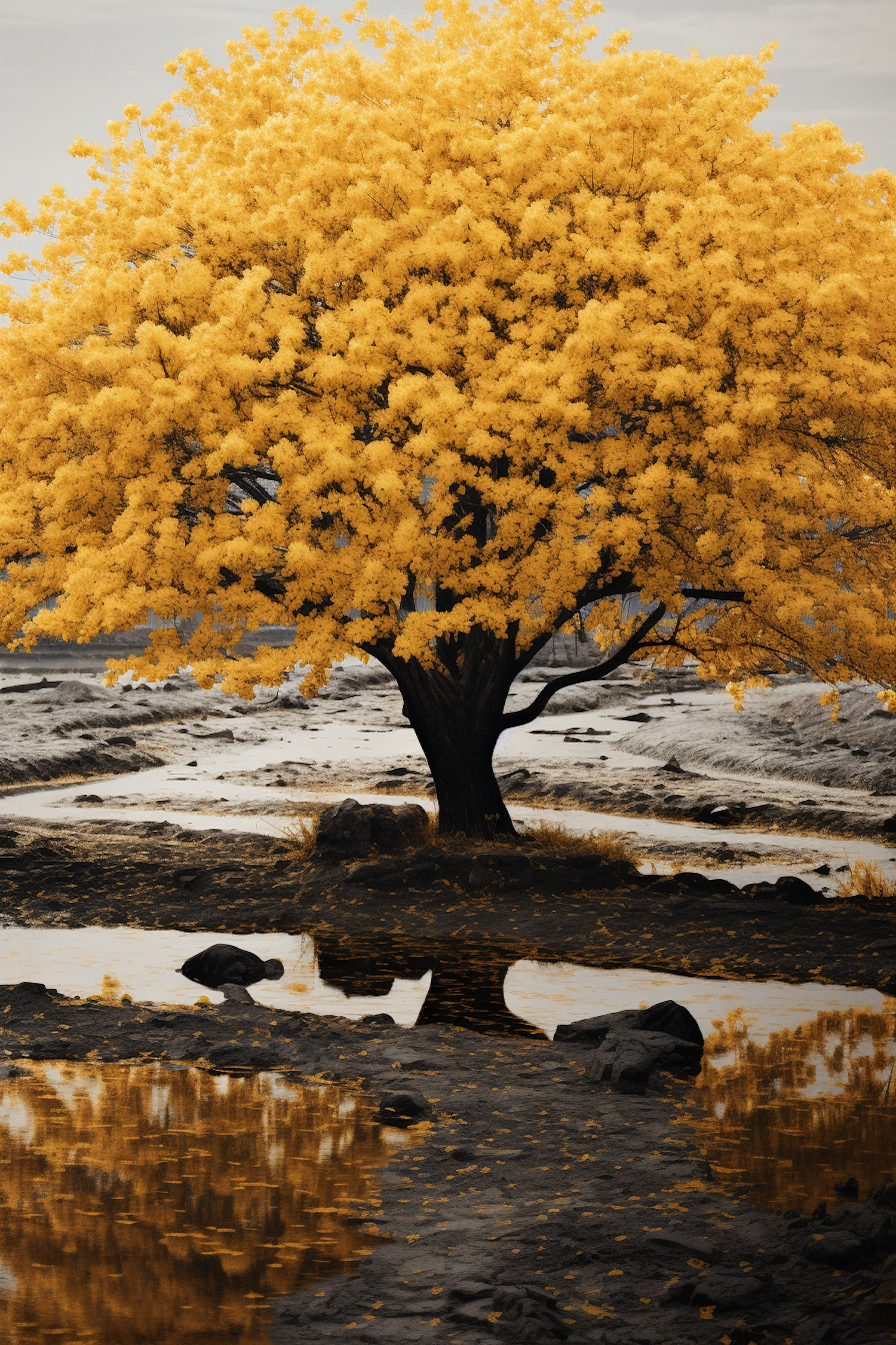 Autumn Reflections: The Golden Tree