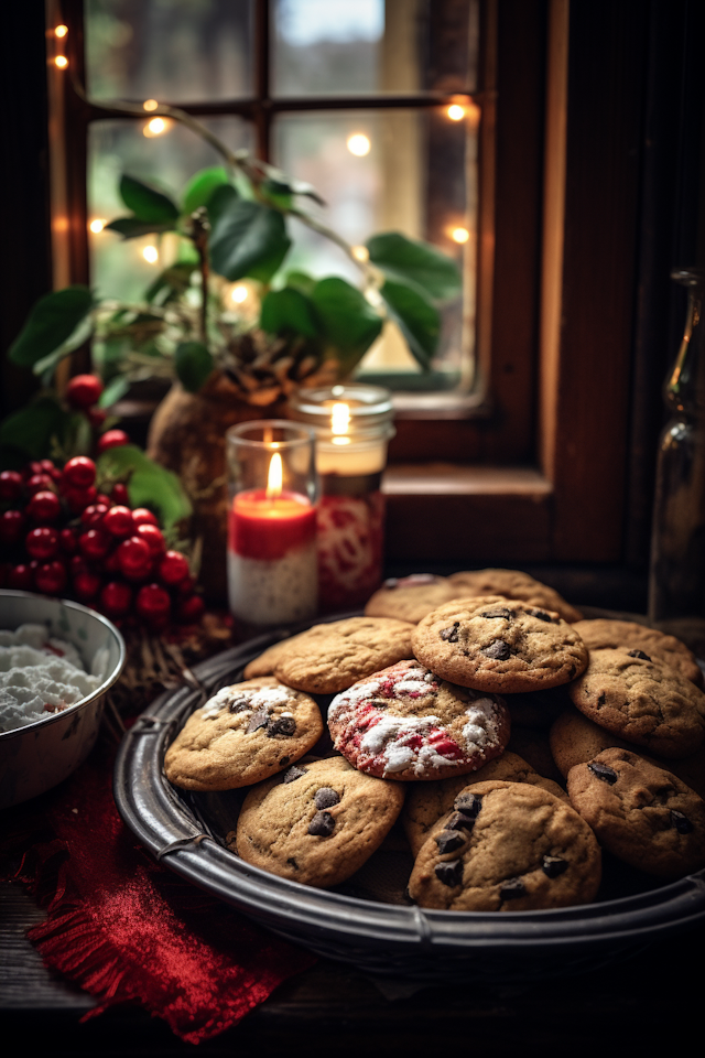 Festive Chocolate Chip Cookies in Soft Glow