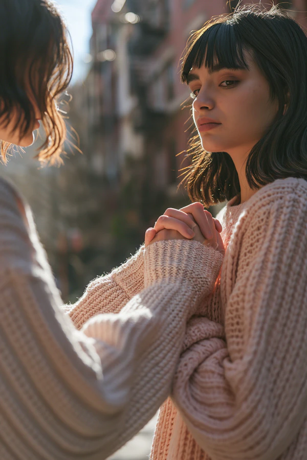 Pensive East Asian Woman with Bob Haircut in Soft Light