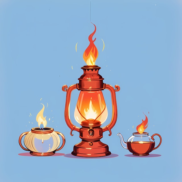 Oil Lamps Illustration