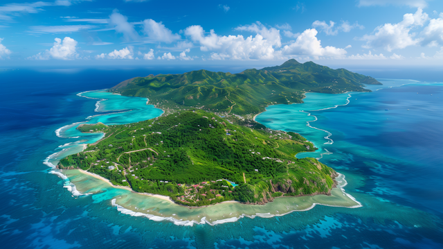 Serene Tropical Island Aerial View