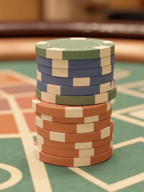 Poker Chips on Table