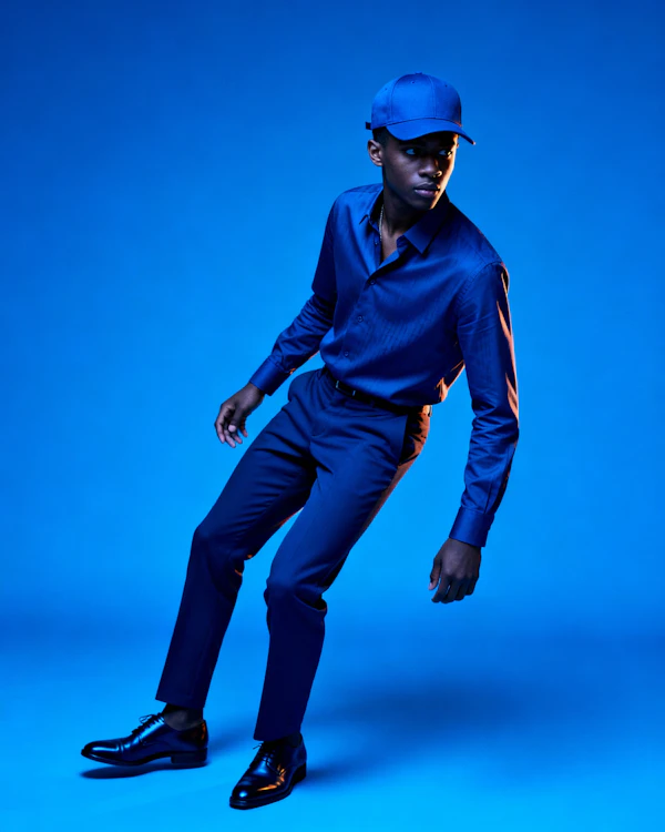 Dynamic Blue Portrait
