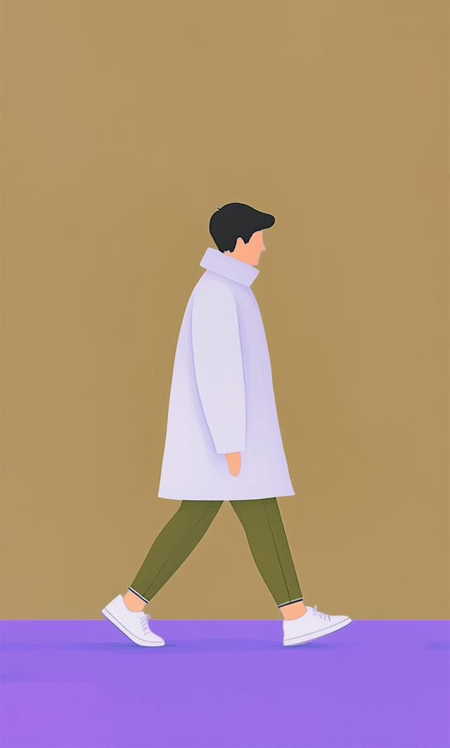 Stylized Illustration of a Man Walking