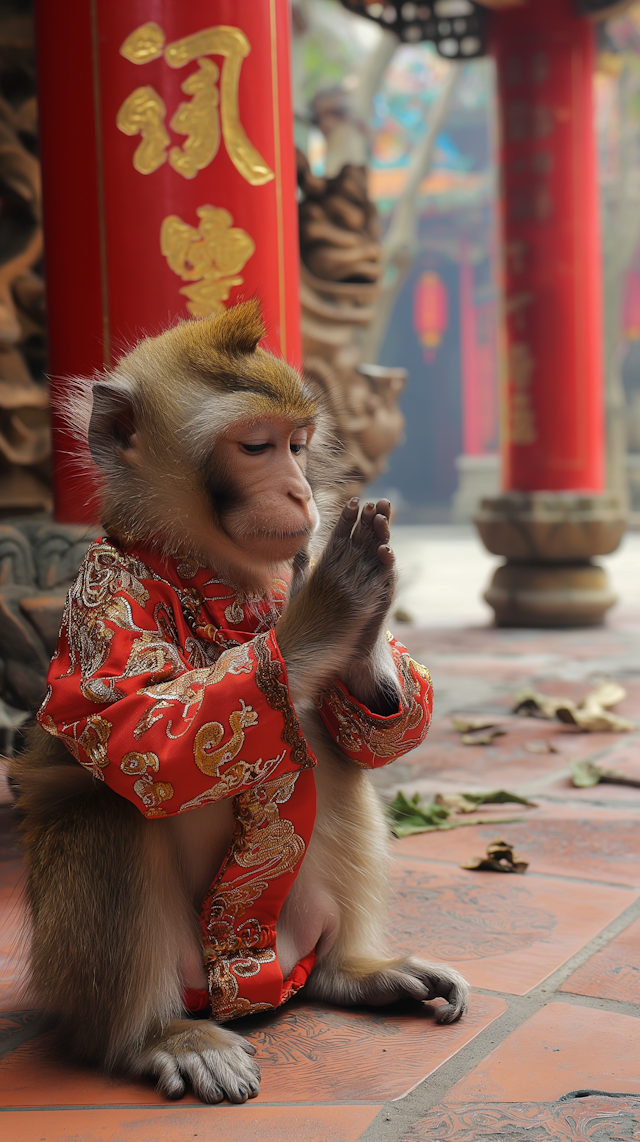 Cultural Monkey in Prayerful Pose