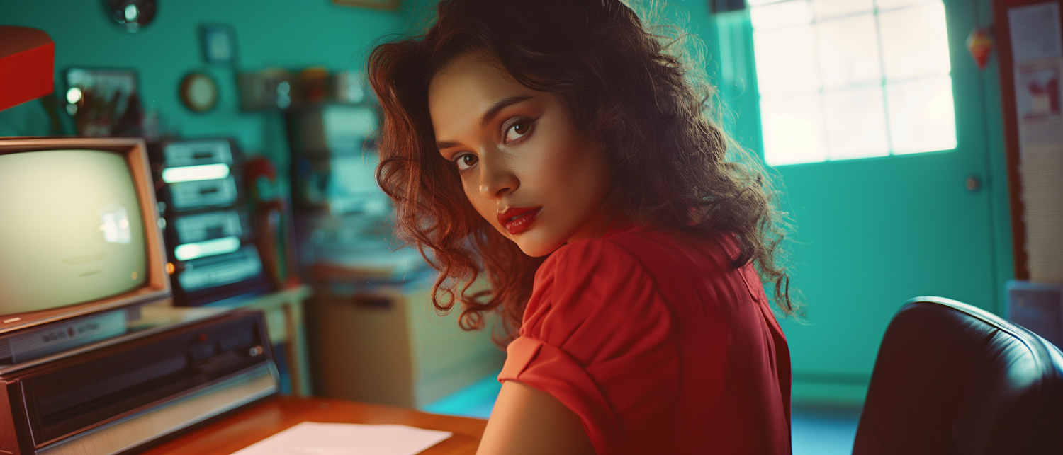 Vintage-Styled Woman in Red