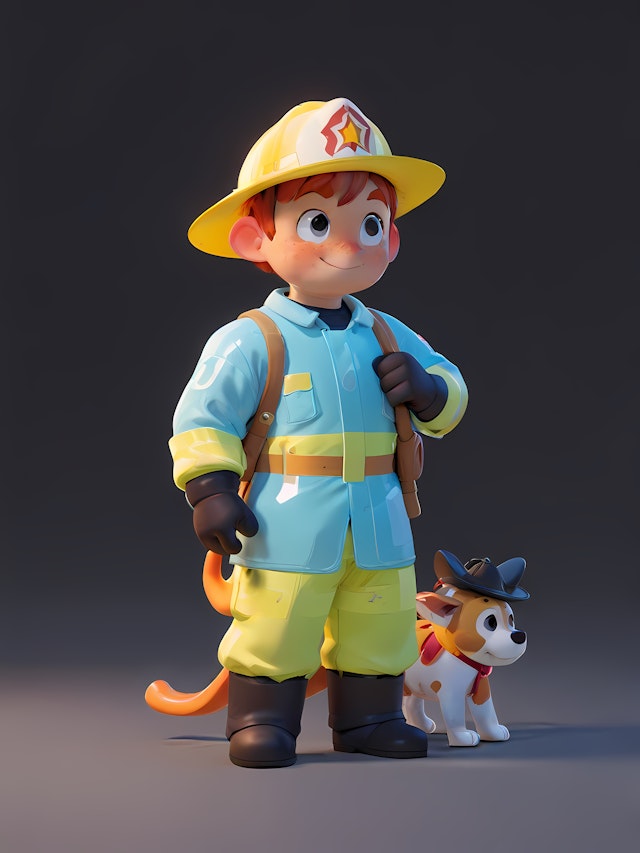 Firefighter and Dog