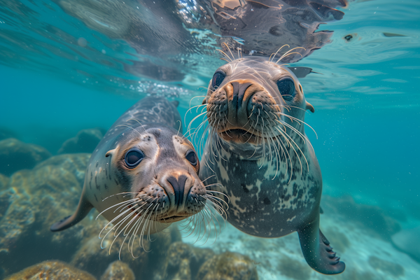 Playful Seals Underwater