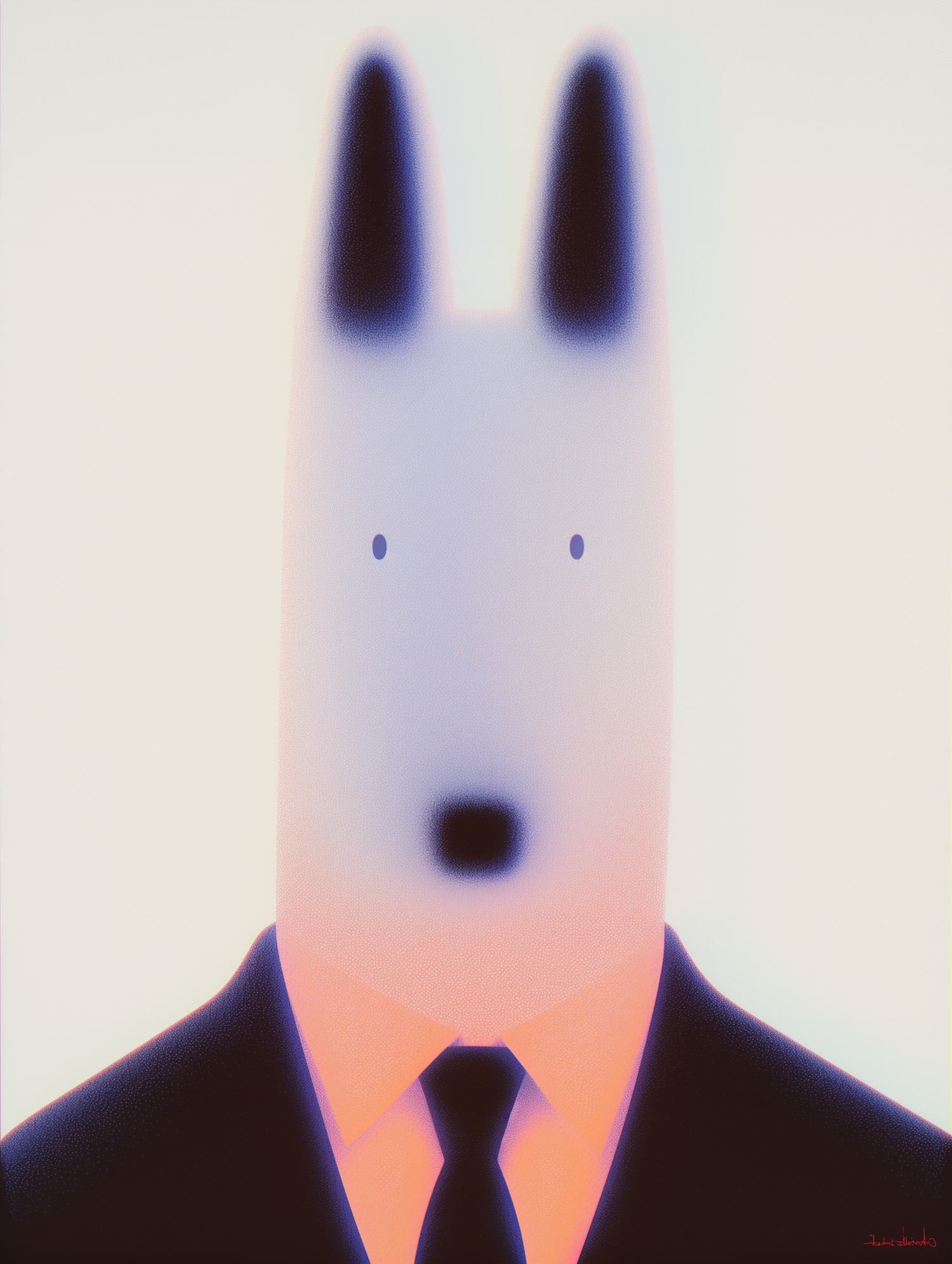 Surreal Rabbit Figure in Formal Attire