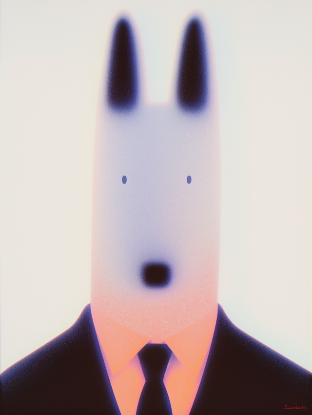 Surreal Rabbit Figure in Formal Attire