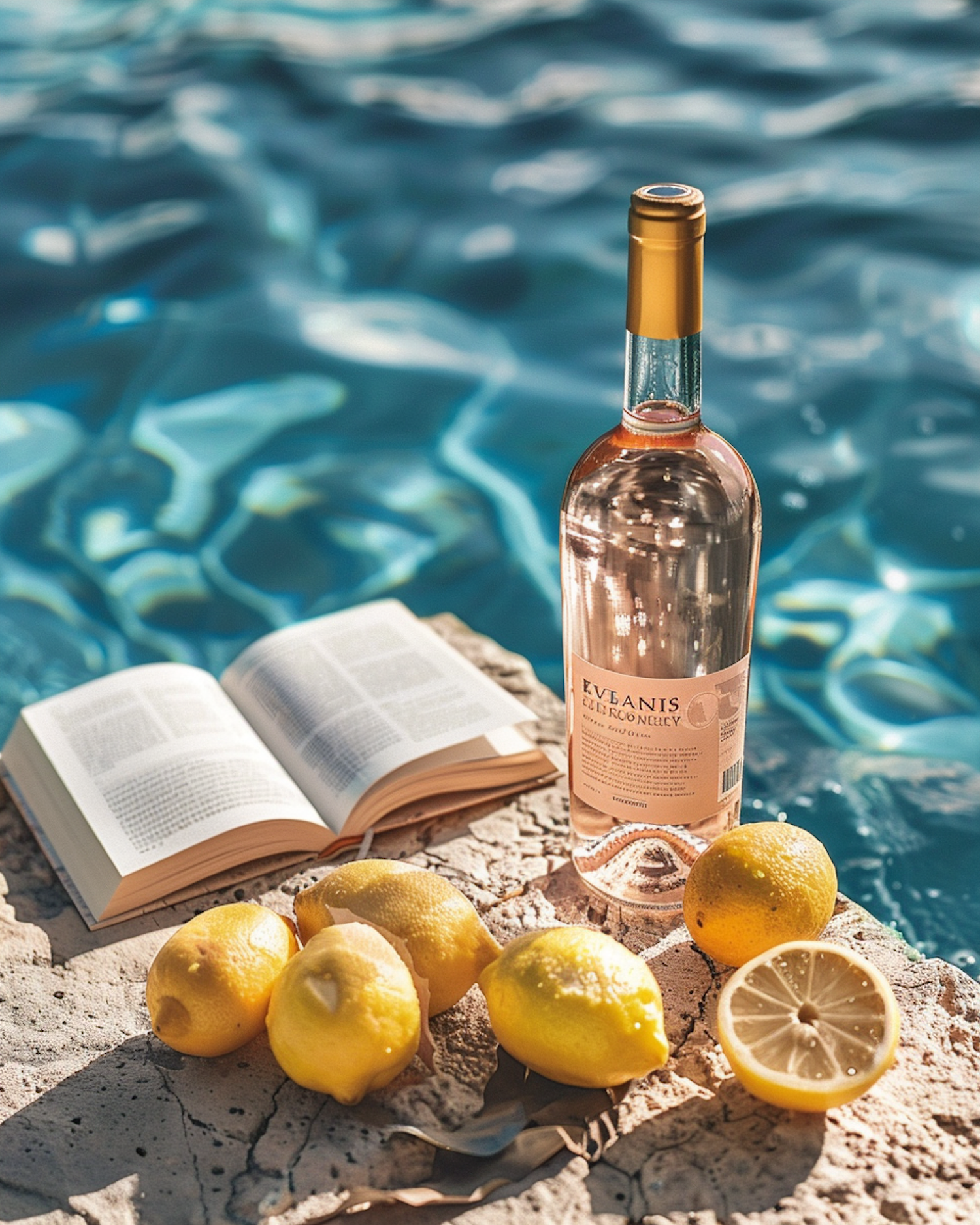 Summer Relaxation Scene with Rosé and Lemons