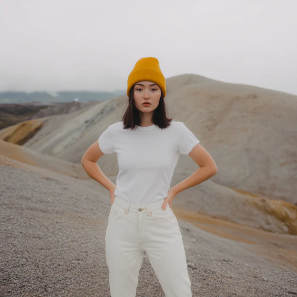 Woman in Rocky Landscape