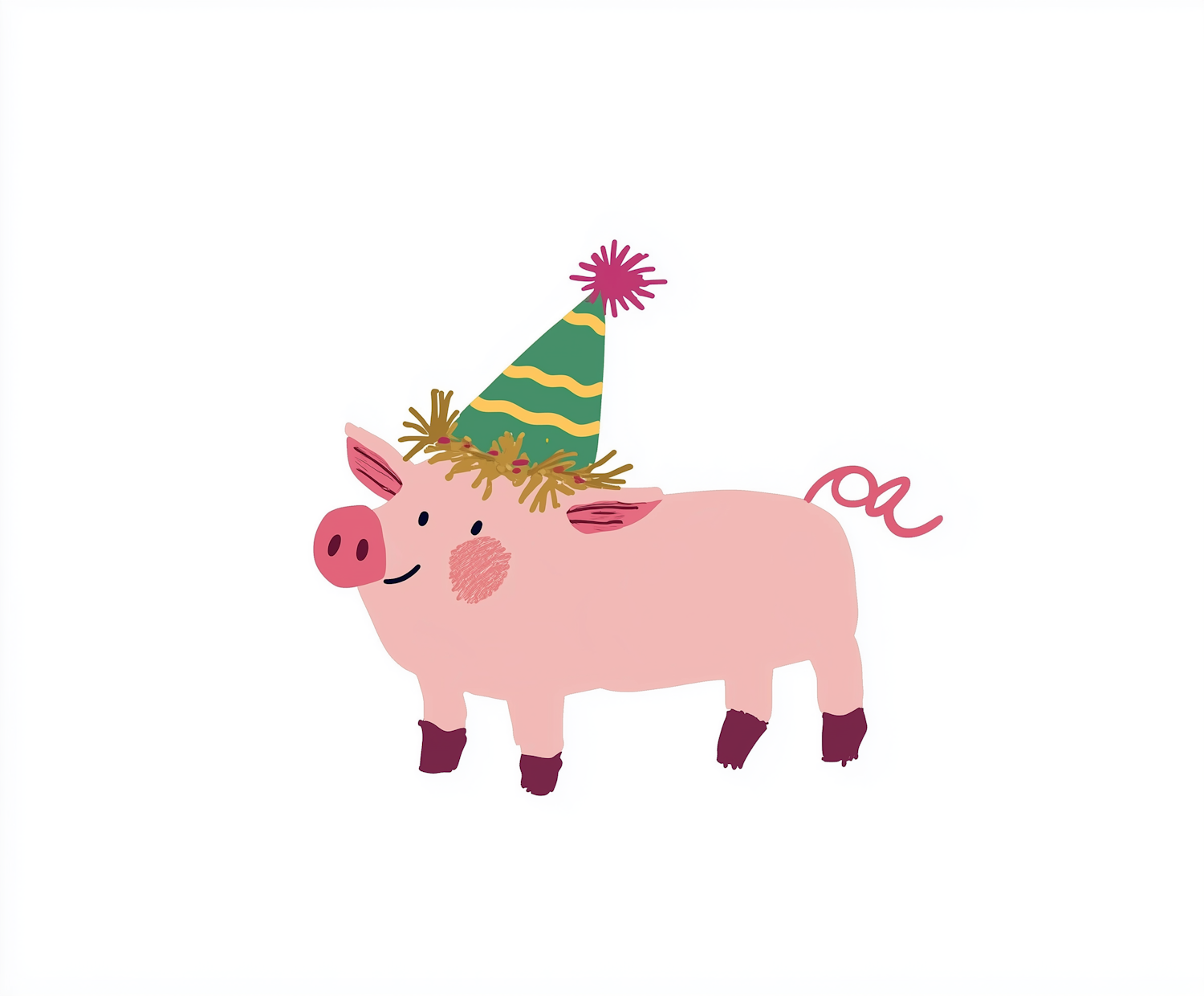 Whimsical Party Pig Illustration