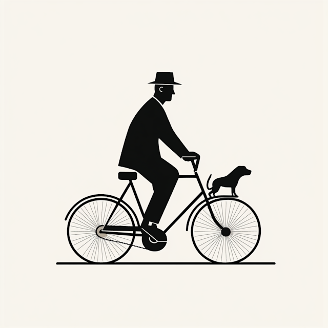 Man and Dog Biking Illustration