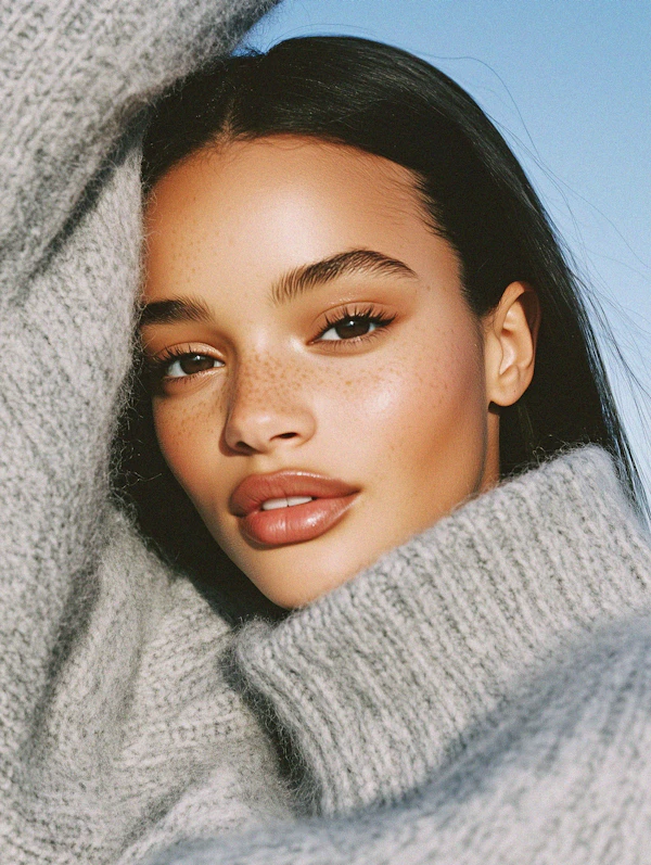 Serene Portrait with Freckles