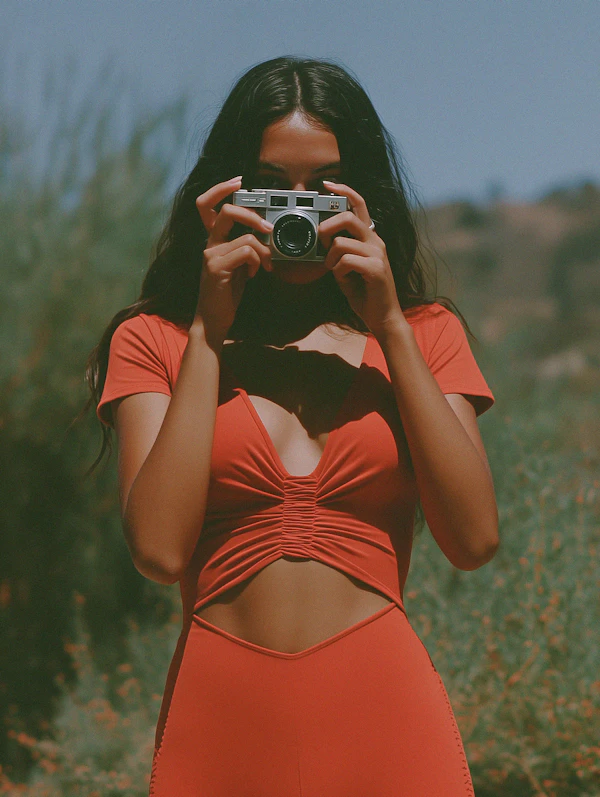 Woman with Vintage Camera