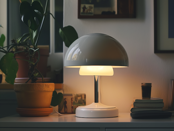 Cozy Reading Corner with Lamp and Plant