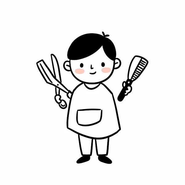 Child Barber Illustration