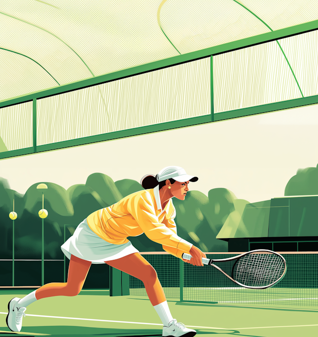 Dynamic Female Tennis Player Illustration