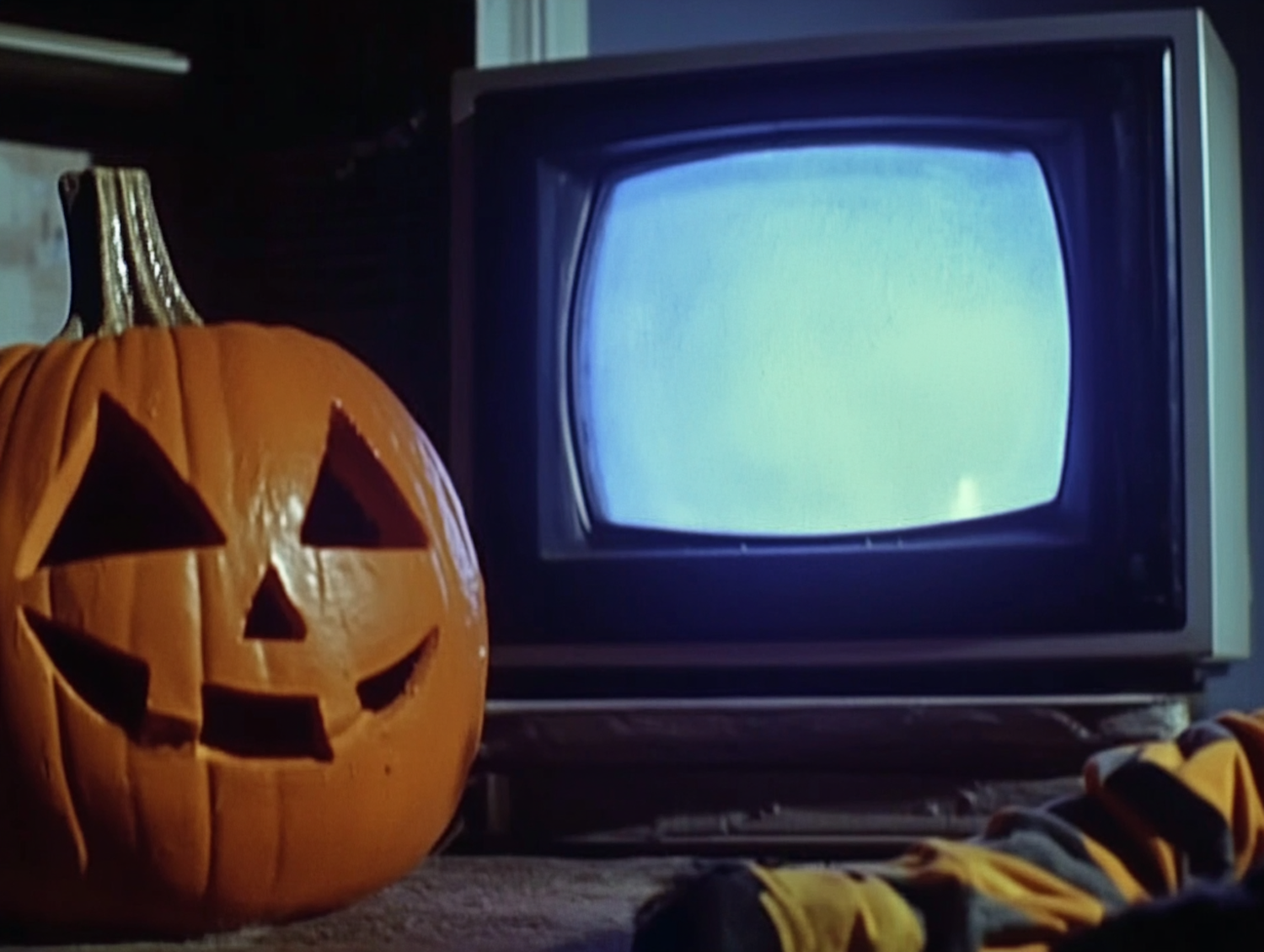 Halloween Pumpkin and Vintage TV