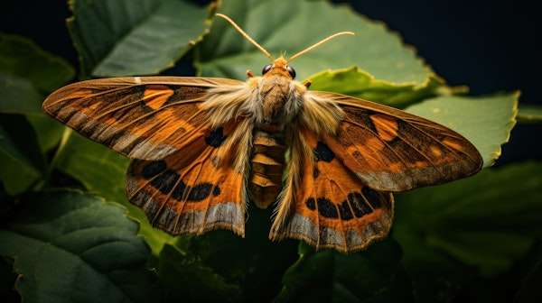 Vibrant Moth on Leaf