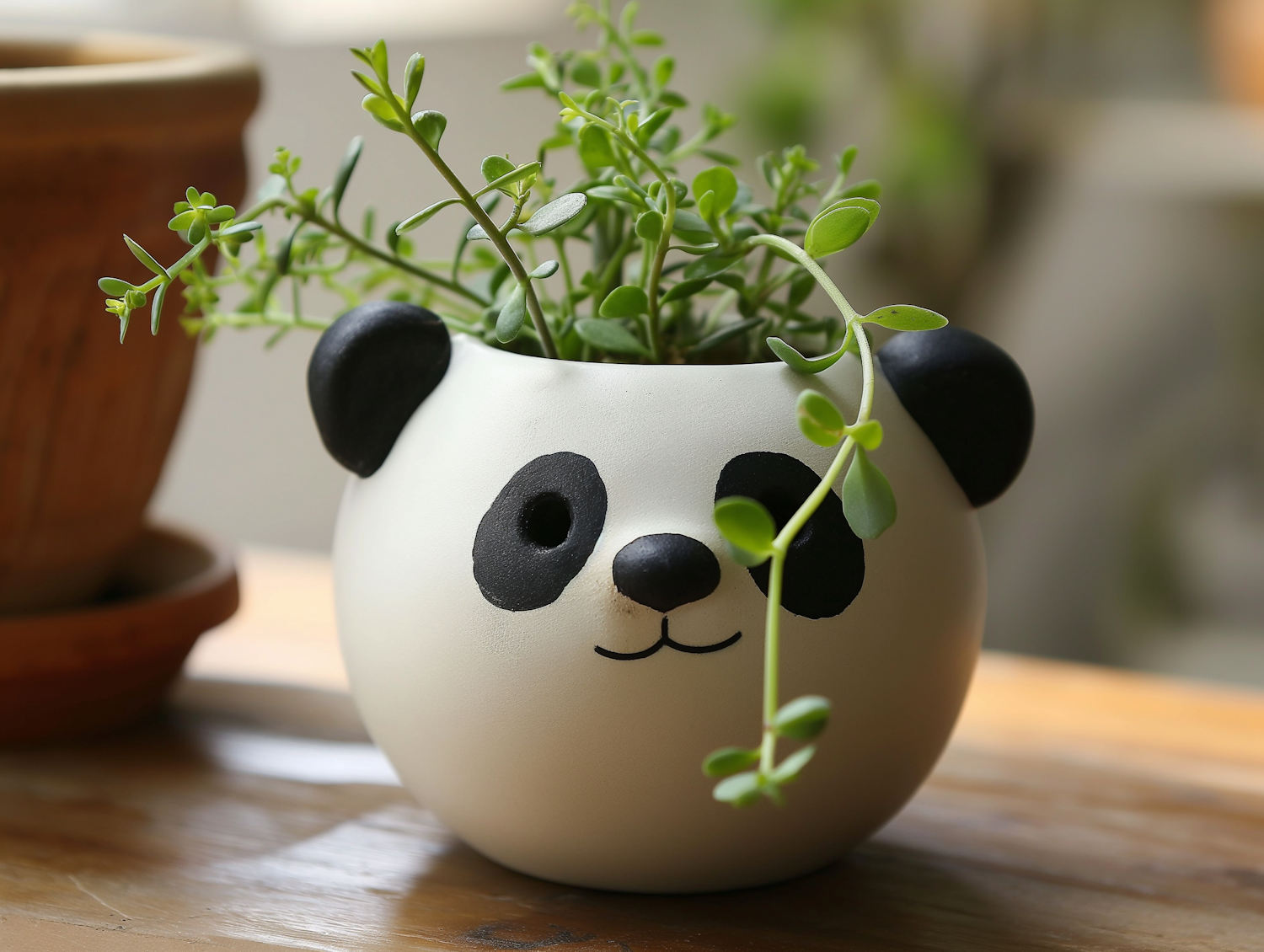 Panda Planter with Succulents