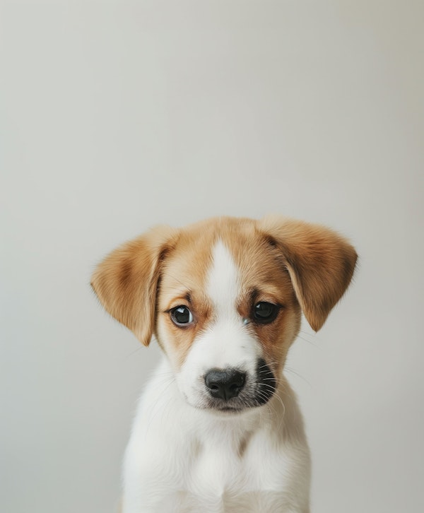 Curious Puppy with Brown Patches