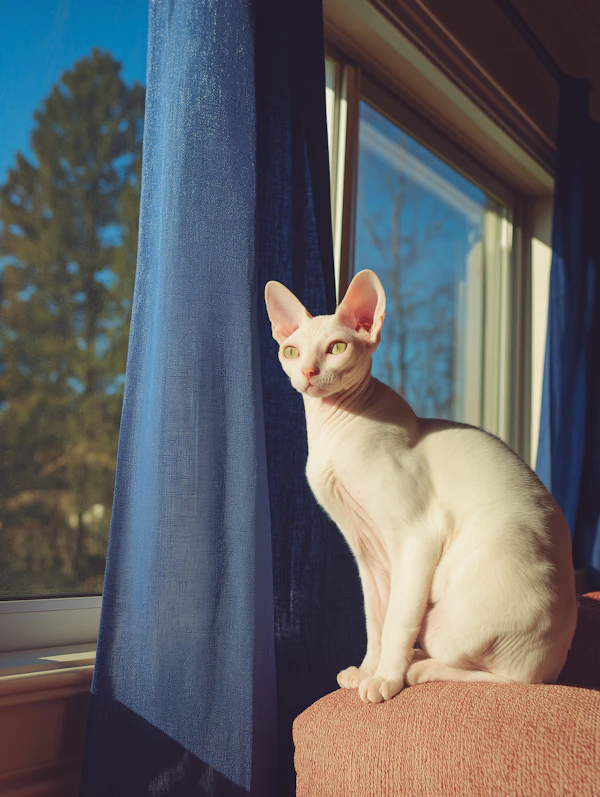Sphynx Cat Sunlit Portrait