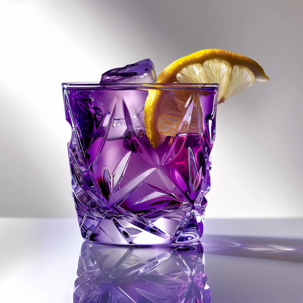 Purple Glass with Lemon Garnish