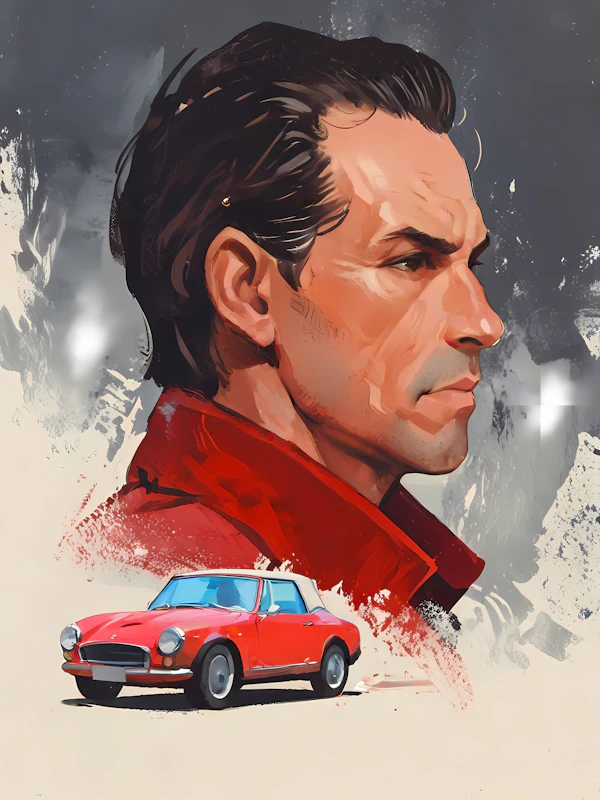 Man with Red Car Artwork