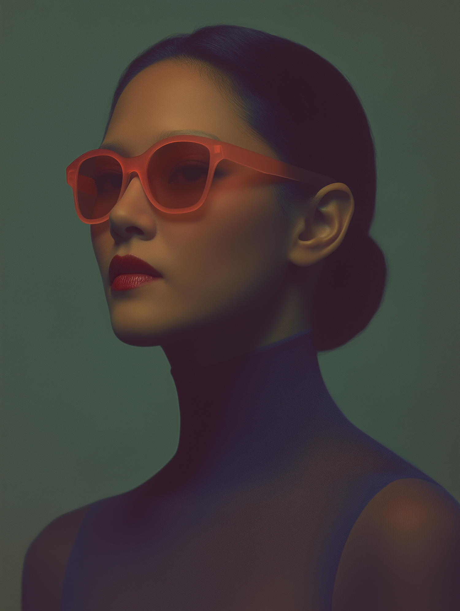 Elegant Woman with Orange Sunglasses