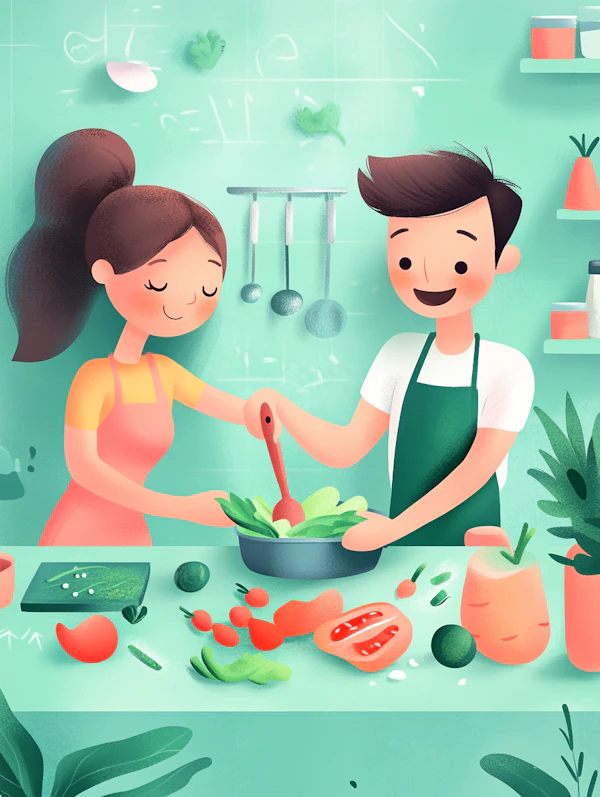 Animated Characters Cooking