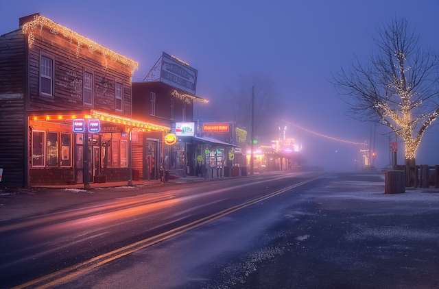 Twilight Mist in Small Town