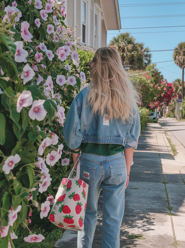 Woman Enjoying Floral Street