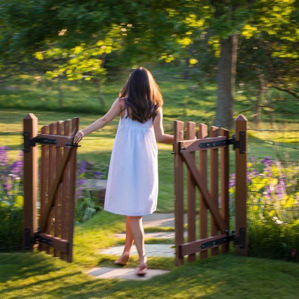 Woman in Sunlit Garden