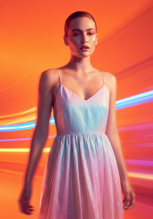 Ethereal Woman in Vibrant Background