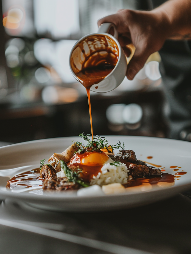 Elegant Culinary Presentation in Upscale Restaurant