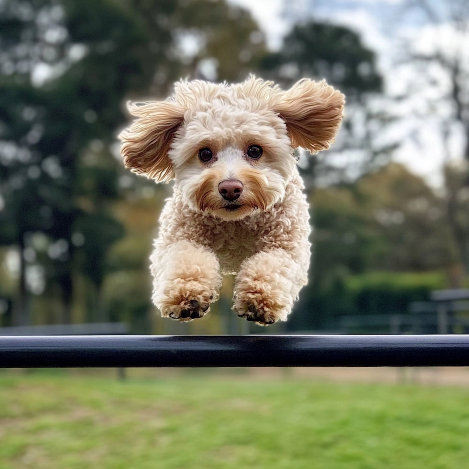 Jumping Fluffy Dog