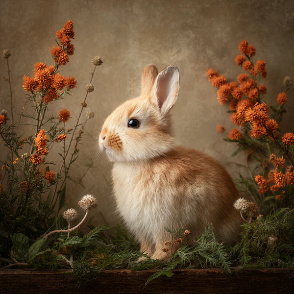 Rabbit Among Flowers