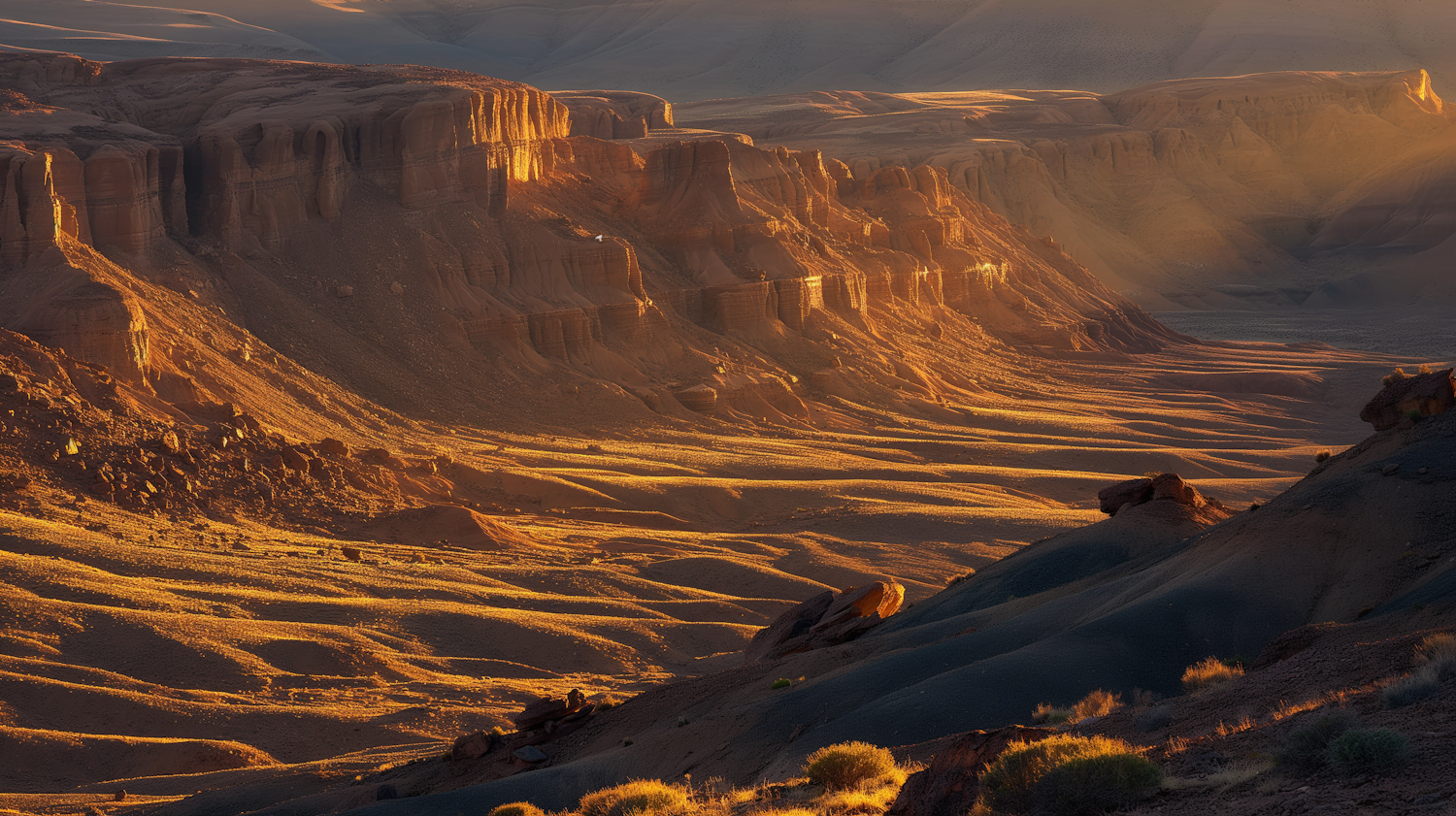 Golden Hour Landscape with Majestic Cliffs