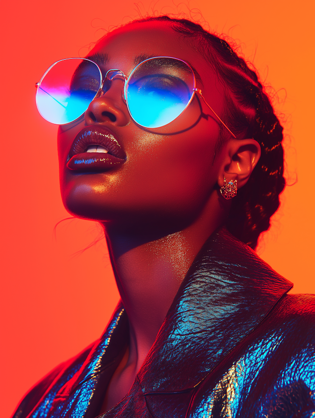 Futuristic Portrait with Reflective Sunglasses