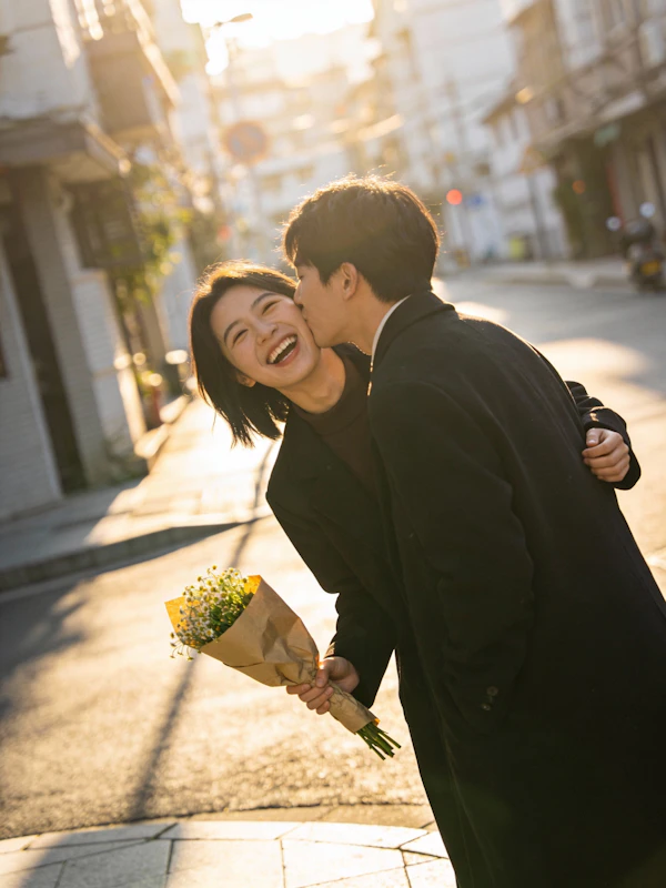 Sunlit Couple's Moment