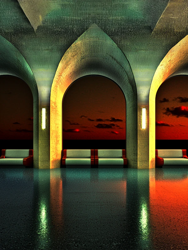 Futuristic Sunset Interior