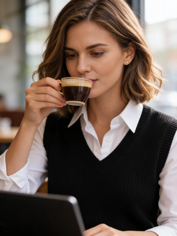 Woman in Café Scene