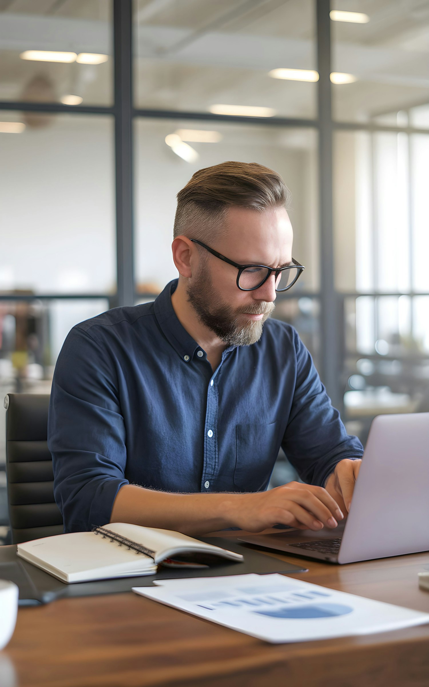 Professional Man Working on Laptop