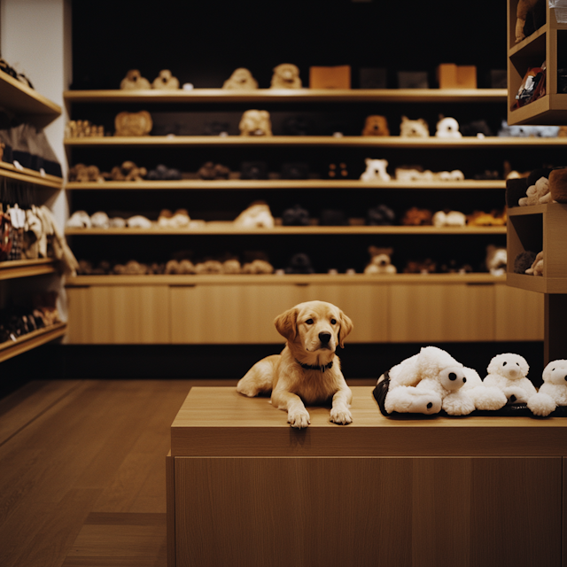 Golden Retriever in Toy Store