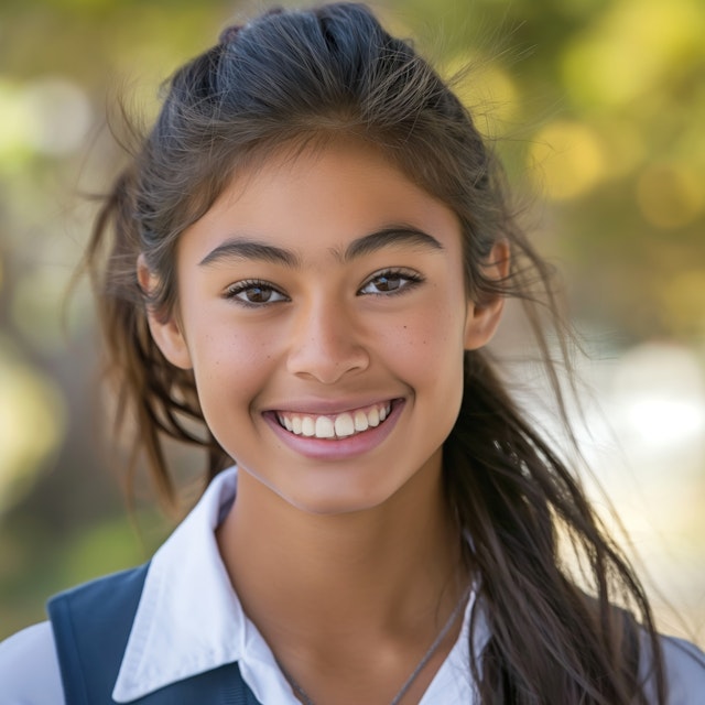 Smiling Girl in School Uniform