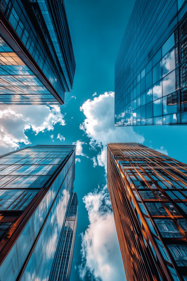 Modern Skyscrapers Upward View