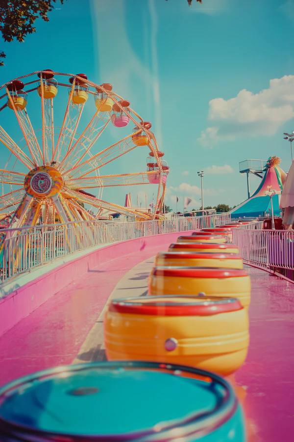 Vibrant Amusement Park Scene