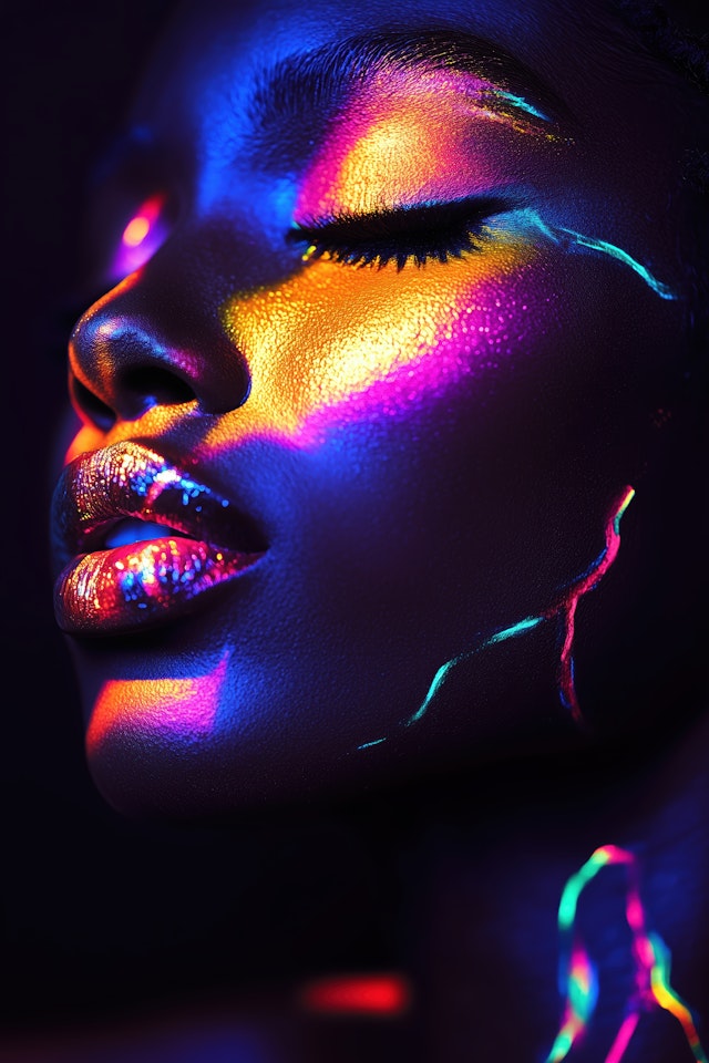 Iridescent Face Close-Up